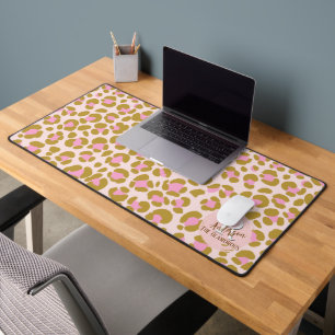Leopard Brown Pink Beige Personalized Desk Mat