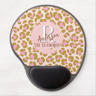 Leopard Brown Pink Beige Personalized Gel Mouse Pad