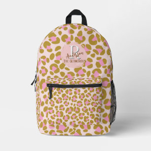 Leopard Brown Pink Beige Personalized Printed Backpack