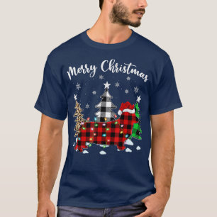 Leopard Buffalo Plaid Cardigan Welsh Corgi Christm T-Shirt