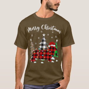 Leopard Buffalo Plaid Cardigan Welsh Corgi Christm T-Shirt