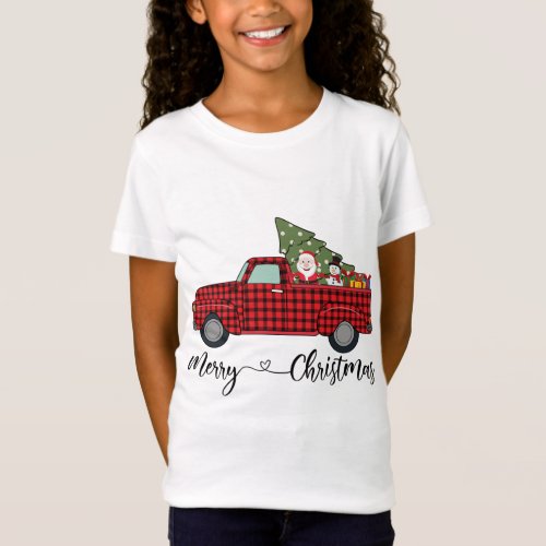 Leopard Buffalo Plaid Christmas Tree Vintage Wagon T_Shirt