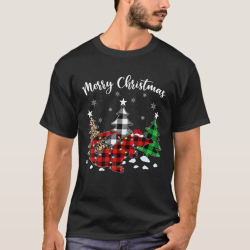 Leopard Buffalo Plaid Matching Alligator Christmas T_Shirt