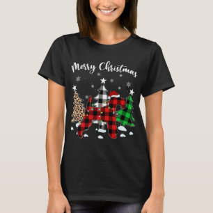 Leopard Buffalo Plaid Wire Fox Terrier Dog Christm T-Shirt
