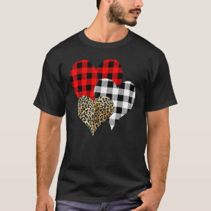 Leopard Buffalo Red Black Plaid Heart Funny Valent T-Shirt
