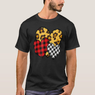 Leopard Buffalo Red Black Plaid Heart Funny Valent T-Shirt