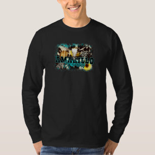 Leopard Bull Skull Amarillo By Morning Western Cou T-Shirt