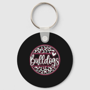 Leopard Bulldogs School Spirit Name Fan Team Back Keychain