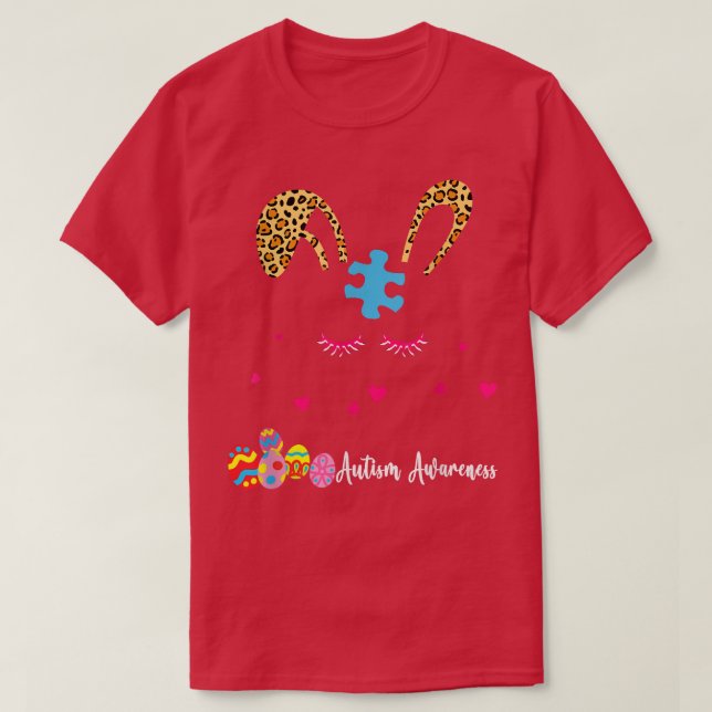 Leopard Bunny Autism Awareness  T-Shirt (Design Front)