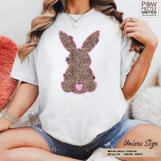 Leopard Bunny Customizable Colors Doodle Cute Pink Tri-Blend Shirt