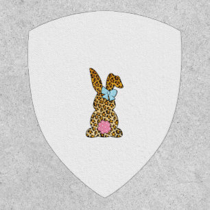 Leopard Bunny Rabbit Happy Easter Day Tees For Wom Patch