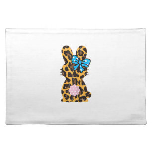 Leopard Bunny Rabbit Polka Dots Ribbon Easter Wome Cloth Placemat