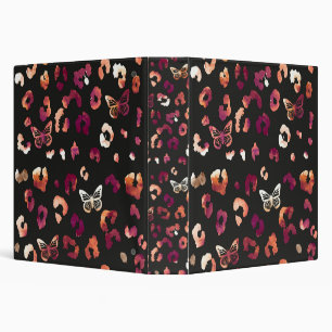 Leopard Butterfly Black 3 Ring Binder