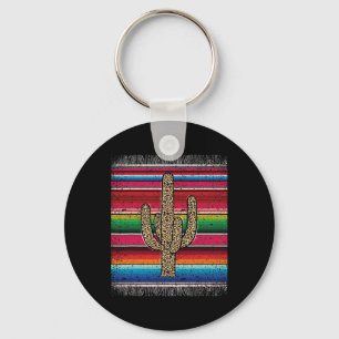 Leopard Cactus Mexican Serape Cinco De Mayo Women Keychain