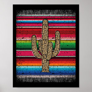 Leopard Cactus Mexican Serape Cinco De Mayo Women  Poster