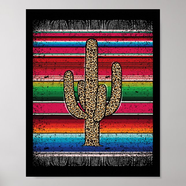 Leopard Cactus Mexican Serape Cinco De Mayo Women  Poster (Front)