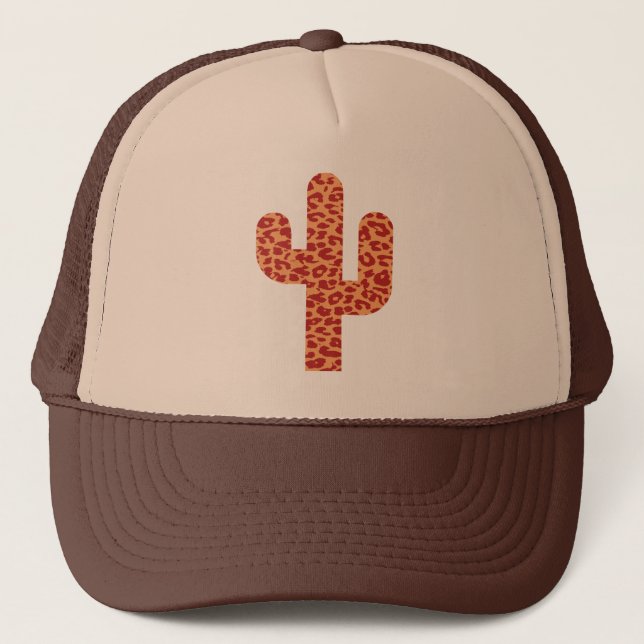 Leopard cactus tree trucker hat (Front)