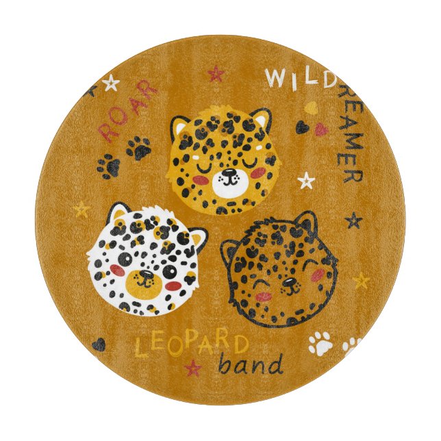 Leopard Cat: Cute Tee Drawing Cutting Board (Front)