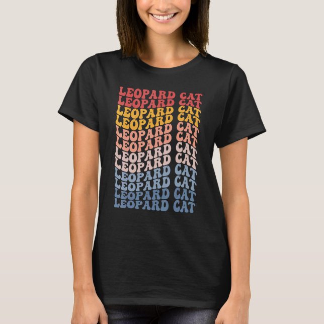 Leopard Cat Groovy Retro T-Shirt (Front)