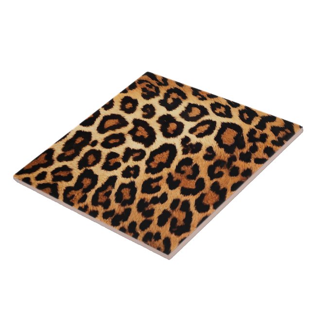 Leopard Cat Modern Animal Print Collection Ceramic Tile (Side)