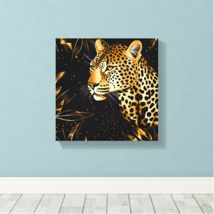 Leopard Cheetah Animal Black Gold Canvas Print