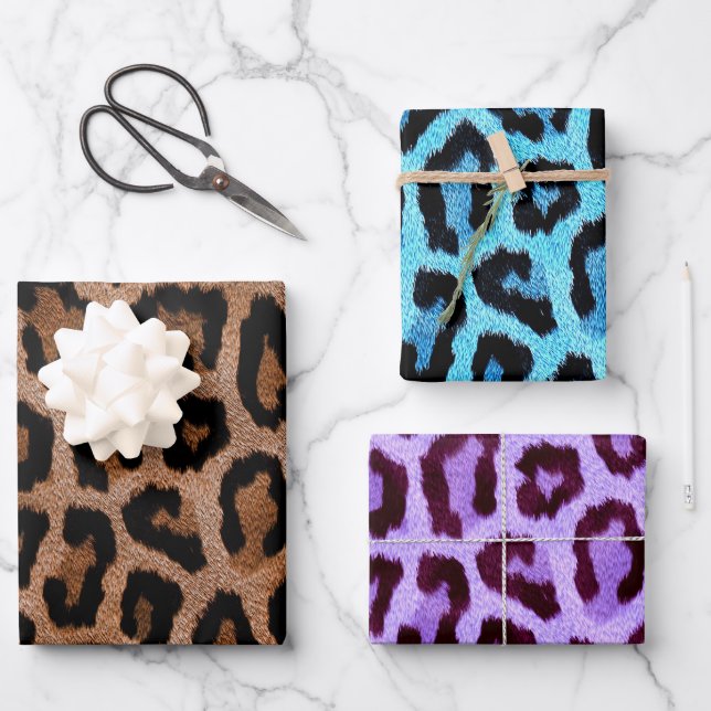 Leopard Cheetah Animal Fur Print Pattern Wrapping Paper Sheets (Front)