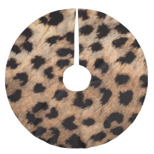 Leopard Cheetah Animal Print Brown Tan Modern Glam Brushed Polyester Tree Skirt