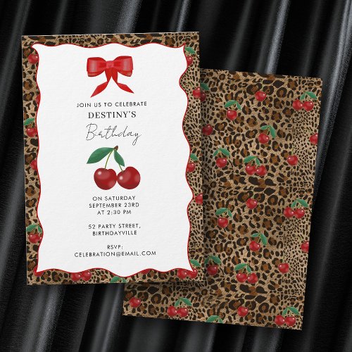 Leopard Cheetah Animal Print Cherry Girl Birthday