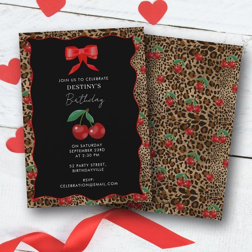 Leopard Cheetah Animal Print Cherry Girl Birthday