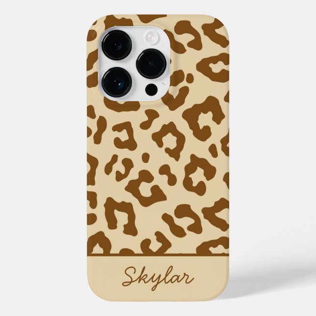 Leopard Cheetah Animal Print Custom Cursive Name Case-Mate iPhone Case (Back)