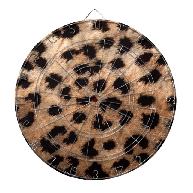 Leopard Cheetah Animal Print Girly Modern Trendy Dartboard With Darts (Front)