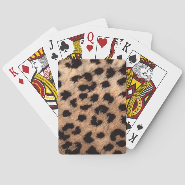 Leopard Cheetah Animal Print Girly Modern Trendy Poker Cards (Back)
