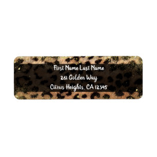 Leopard Cheetah Animal Print Gold Glitter Flecks Label