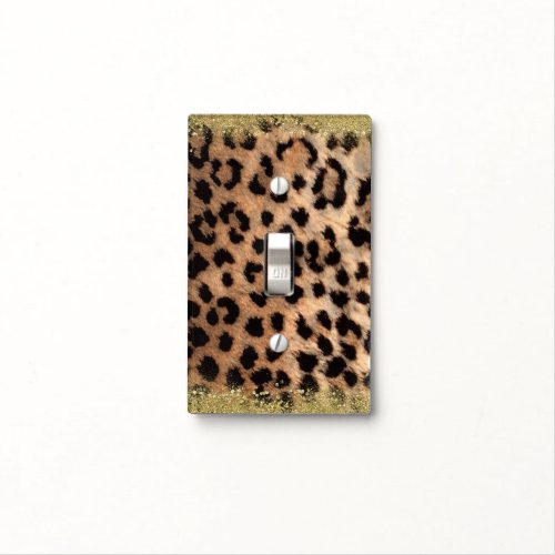 Leopard Cheetah Animal Print Gold Glitter Modern Light Switch Cover