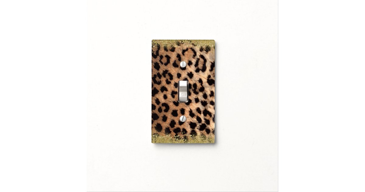 Leopard Cheetah Animal Print Gold Glitter Modern Light Switch Cover ...