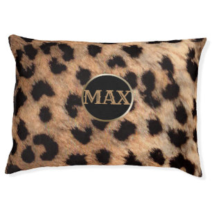 Leopard Cheetah Animal Print Monogram Personalized Pet Bed