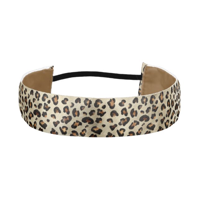 Leopard Cheetah Animal Print Pattern Beige Brown Athletic Headband (Front)
