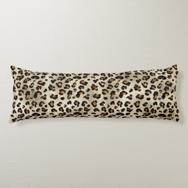 Leopard Cheetah Animal Print Pattern Beige Brown Body Pillow (Front)