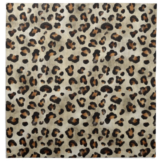 Leopard Cheetah Animal Print Pattern Beige Brown Cloth Napkin (Front)