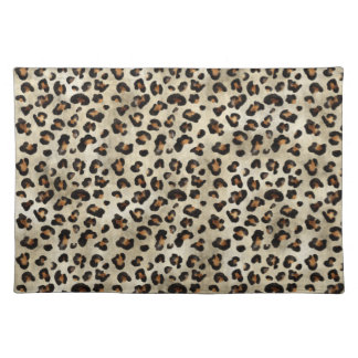 Leopard Cheetah Animal Print Pattern Beige Brown Cloth Placemat