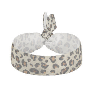 Leopard Cheetah Animal Print Pattern Beige Brown Elastic Hair Tie