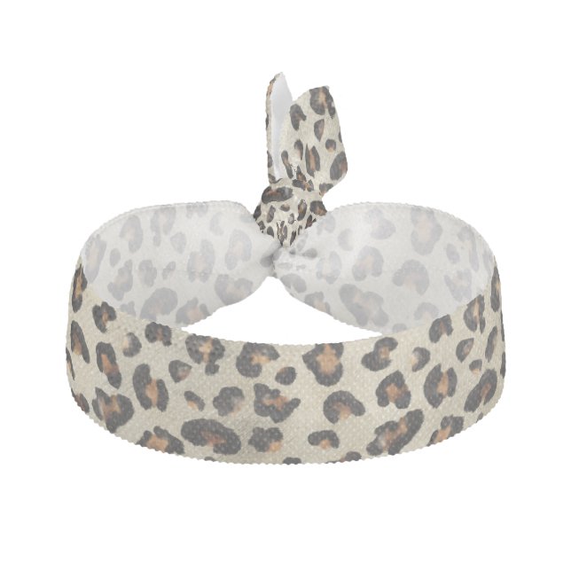 Leopard Cheetah Animal Print Pattern Beige Brown Elastic Hair Tie (Front)