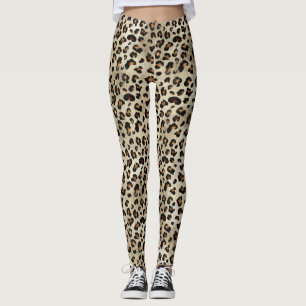 Leopard Cheetah Animal Print Pattern Beige Brown Leggings