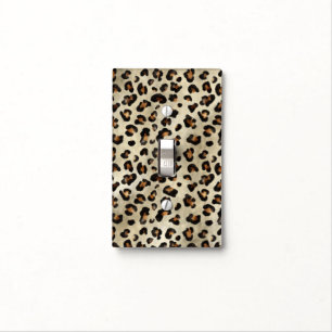 Leopard Cheetah Animal Print Pattern Beige Brown Light Switch Cover