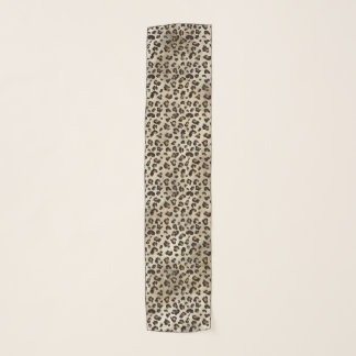 Leopard Cheetah Animal Print Pattern Beige Brown Scarf