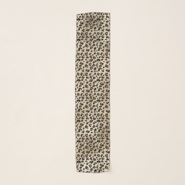 Leopard Cheetah Animal Print Pattern Beige Brown Scarf (Front)