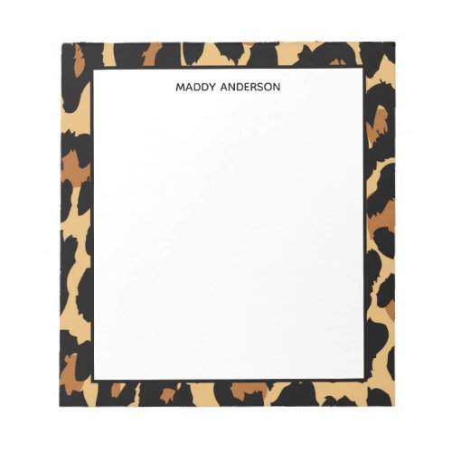 Leopard Cheetah Animal Print Pattern Monogram Notepad