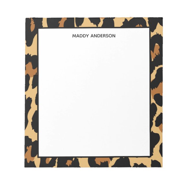 Leopard Cheetah Animal Print Pattern Monogram Notepad (Front)