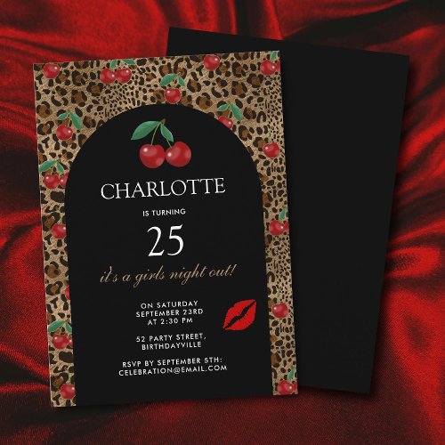 Leopard Cheetah Animal Print Red Cherry Birthday