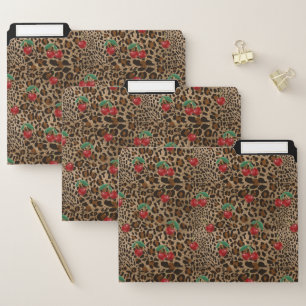 Leopard Cheetah Animal Print Red Cherry Pattern File Folder
